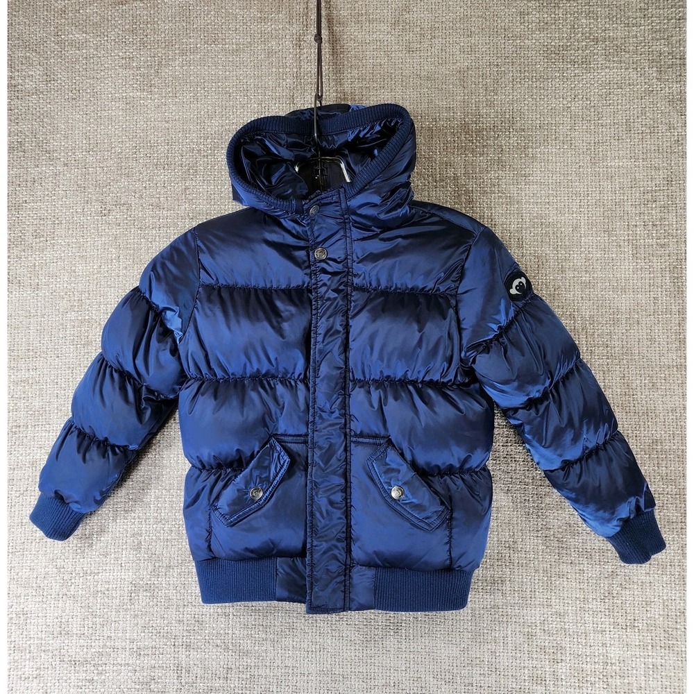 Appaman NYC Kids Down Puffer Jacket Hooded Youth 6 Blue Full Zip Snap Winter